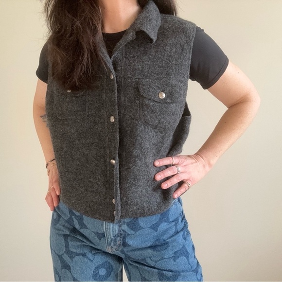 Vintage 80's Lands’ End 100% Wool Vest Women's 14 - Picture 3 of 10